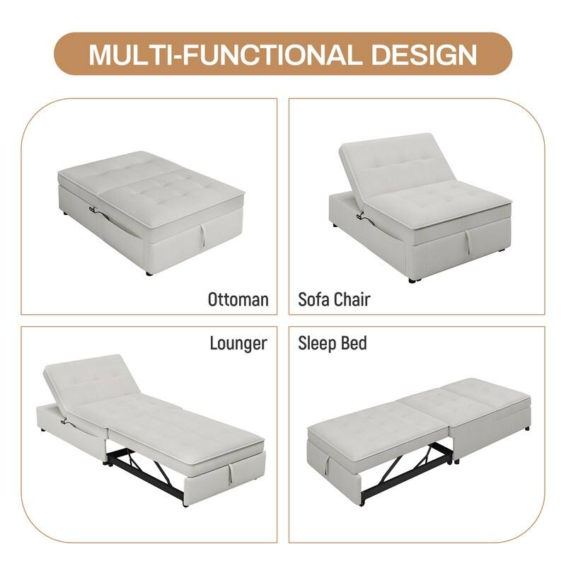 Upgraded Sleeper Chair Bed Sofa Bed,4 in 1 Multi-Function Folding Ottoman Bed