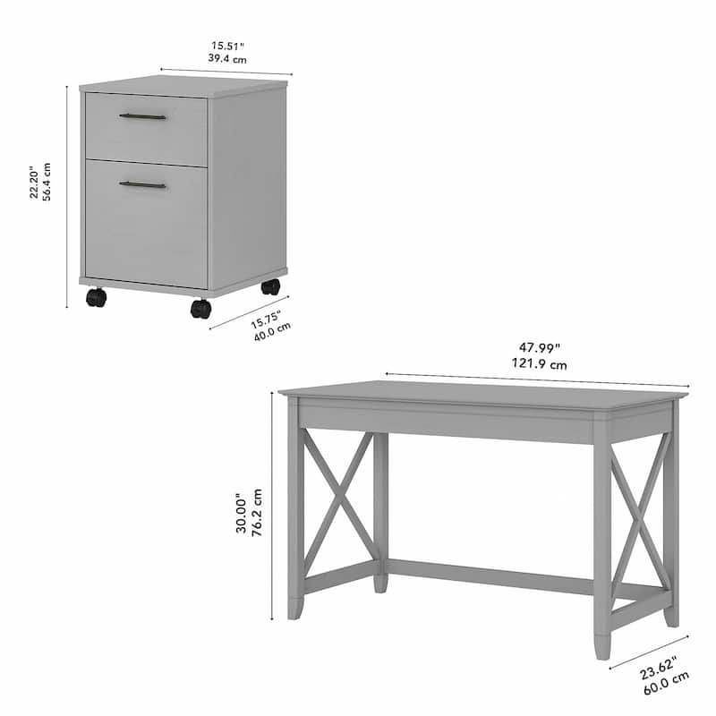 Key West 48W Writing Desk with Mobile File Cabinet by Bush Furniture