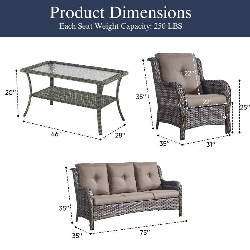 Outdoor Patio Chairs with Sofa Coffee Table
