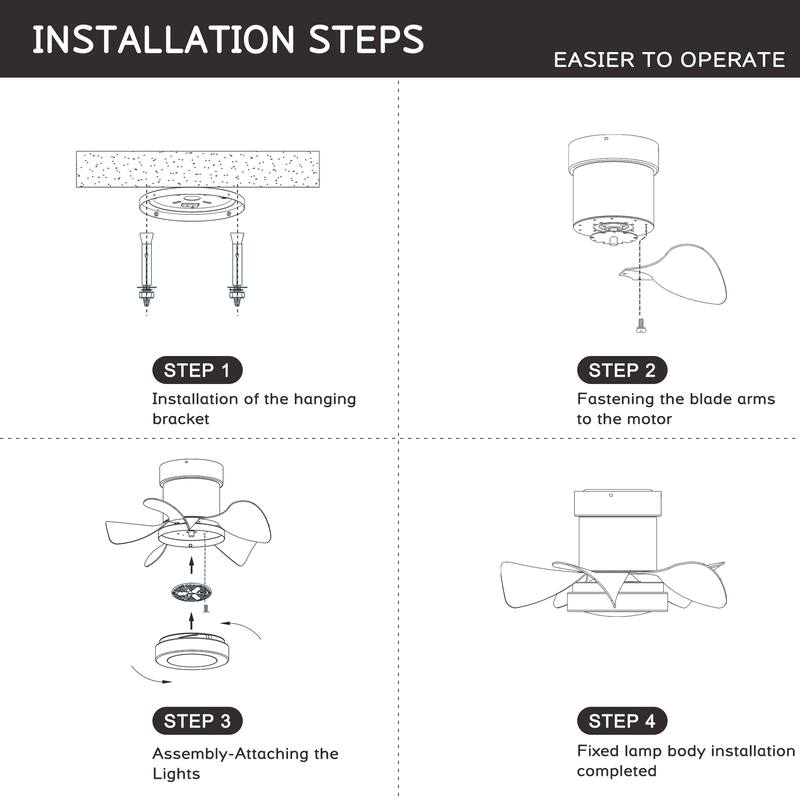 Flush Mount Ceiling Fan with 3 Color Temperatures Light & 6-Speed Remote Control DC Motor, Timer Function