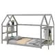 preview thumbnail 10 of 39, Kids bedroom set Twin size wood house bed with storage shelf and hanger