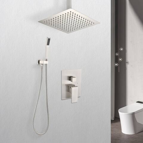 Wall Mounted Shower System Combo Set with Rain Shower Head, Handheld Shower
