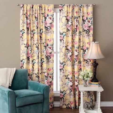 Floral Yellow Cotton 96-inch Single Curtain Panel