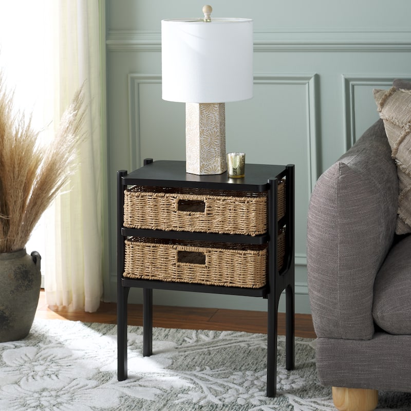 SAFAVIEH Rozalyn Two Drawer Accent Table - 18"W x 12"D x 23"H - Matte Black