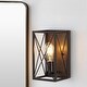 preview thumbnail 3 of 9, Arden X-Frame 6" 1-Light Farmhouse Rustic Iron LED Sconce, Oil Rubbed Bronze/Wood Finish by JONATHAN Y