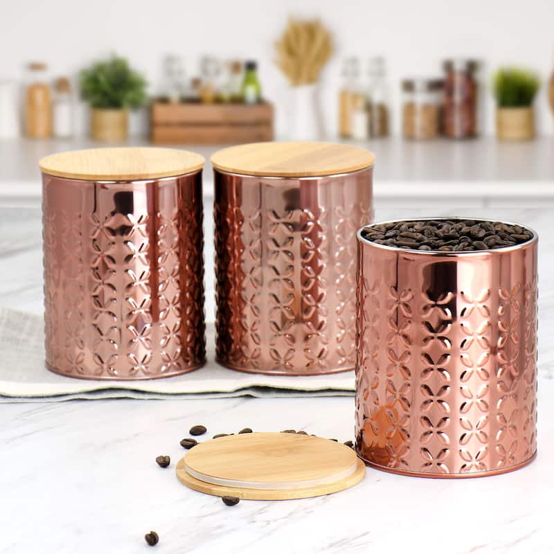 MegaChef 3 Piece Aluminum Canister Set in Copper - 3 Piece Set