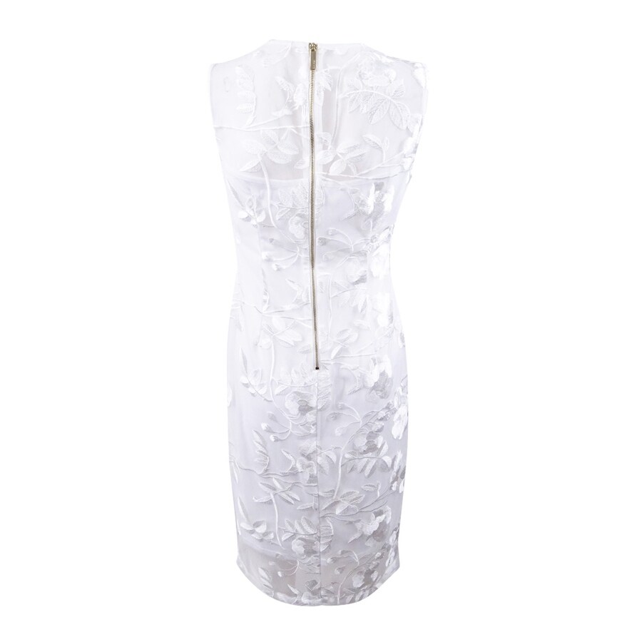 embroidered mesh dress white