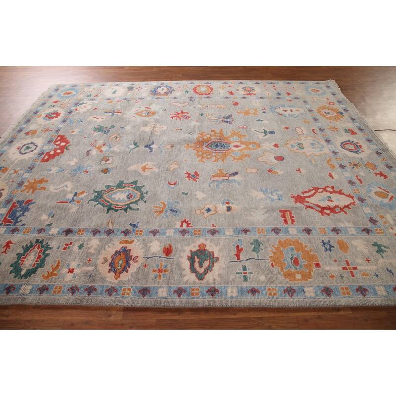 All-Over Oushak Area Rug Wool Carpet - 7'11"x 9'9"