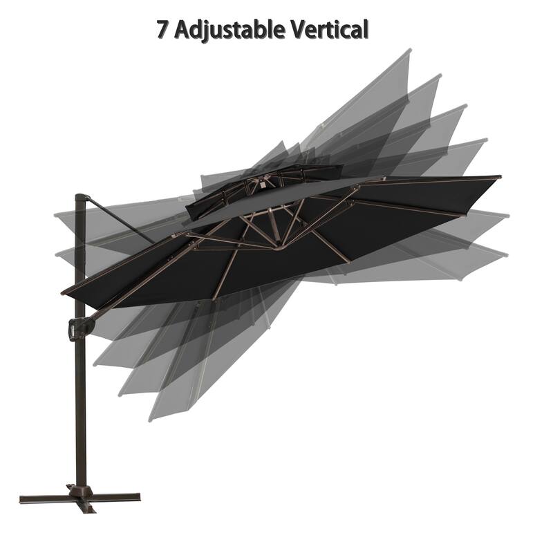 Pellebant 11.5 FT Double Top Patio Cantilever Umbrella, Base Not Included