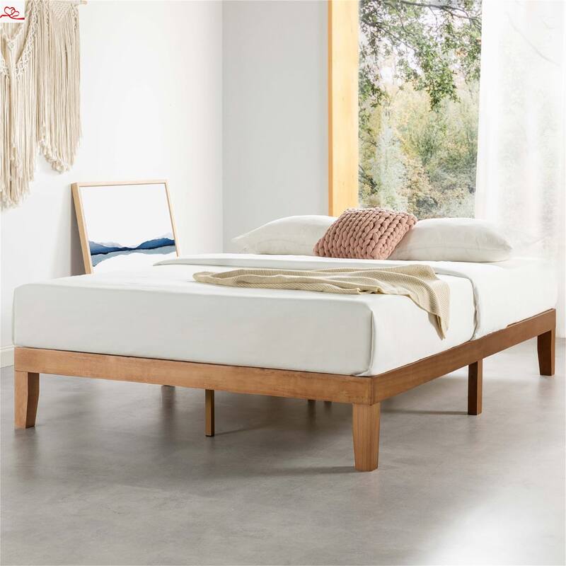 12 Inch Solid Wood Platform Bed with Wooden Slats