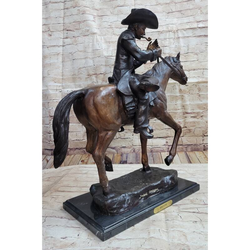 Breath By Frederic Remington Bronze Statue Sculpture Cowboy Smoking Pipe 22 Inches X 24 Inches