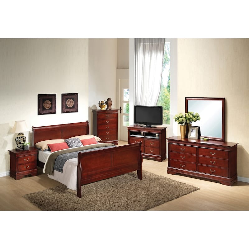 Wooden Sleigh Queen Platform Bed - 84" - Brown