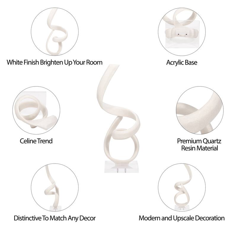 Sagebrook Home's 27" Kassani Oversized Quartz-effect Resin Statuary in White - Acrylic Decorative Object - 11" x 10" x 27"