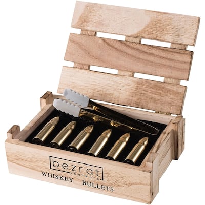 Set of 6 Gold Whisksey Chilling Stones