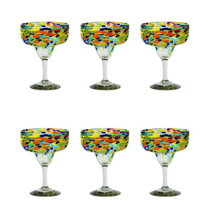10 Strawberry Street Carnival Handblown Mexican Glass, Sets of 6