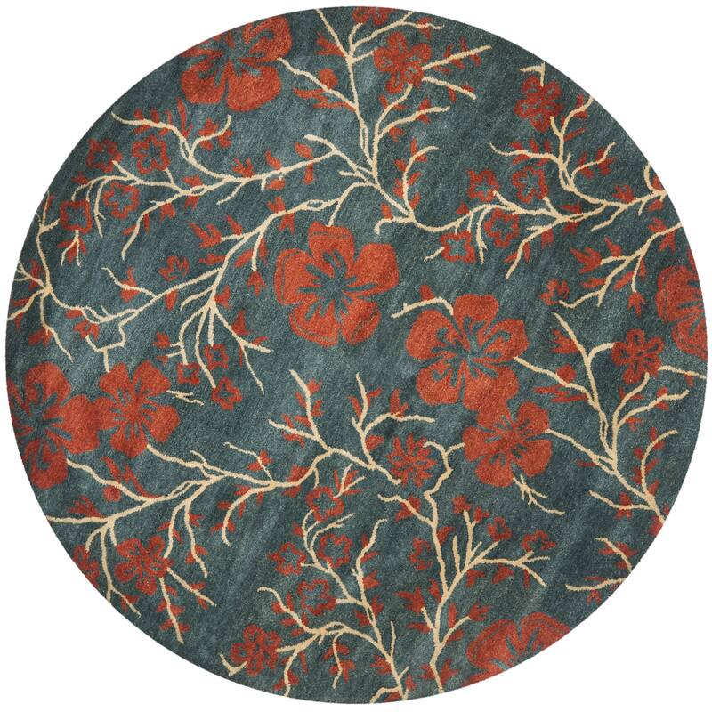 SAFAVIEH Handmade Metro Shinobu French Country Floral Wool Rug - 8' Round - Assorted