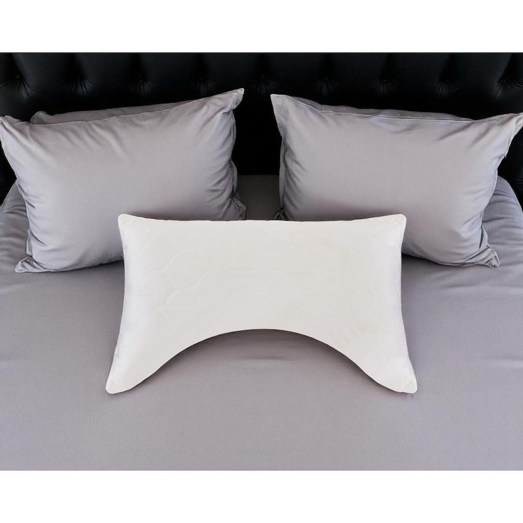 HomeRoots Cotton Wool Hypoallergenic Ergonomic Queen Size Bed Pillow - Ivory