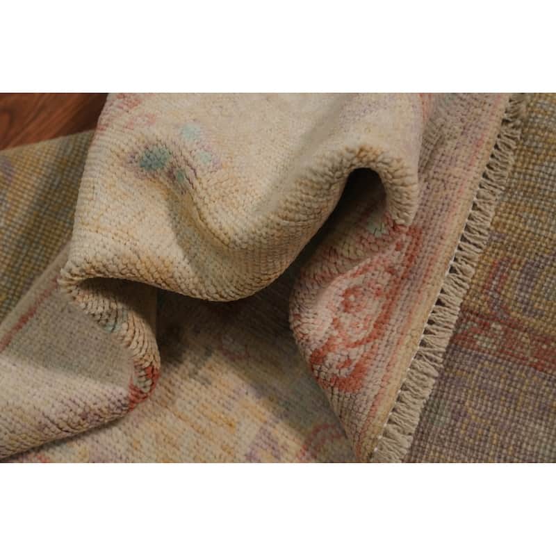 Hand Knotted Oriental 100% Wool Carpet Traditional Floral Yellow & Gold Ziegler Runner Rug - 9' 9'' X 3' 0''