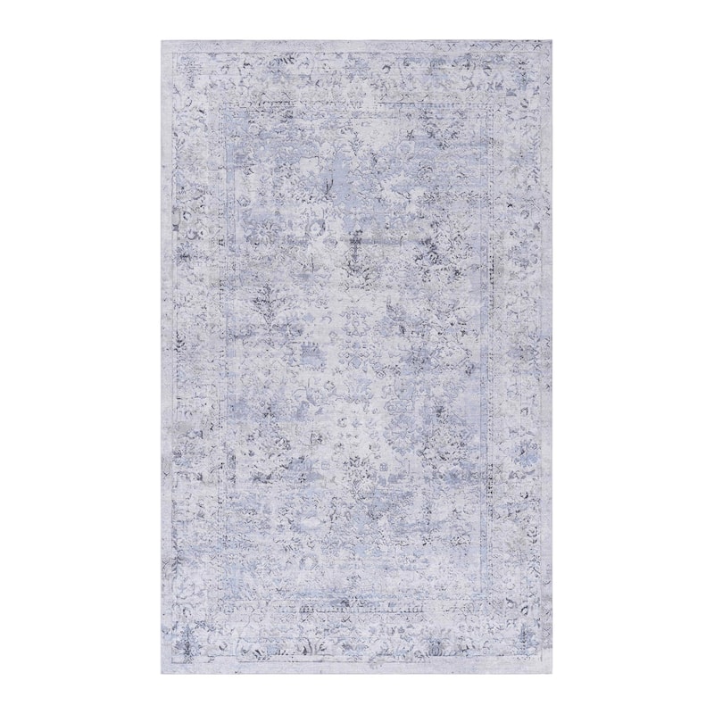LOOM & LUXE Blue/Cream Area Rugs - 96" D x 60" W x 0.14" H