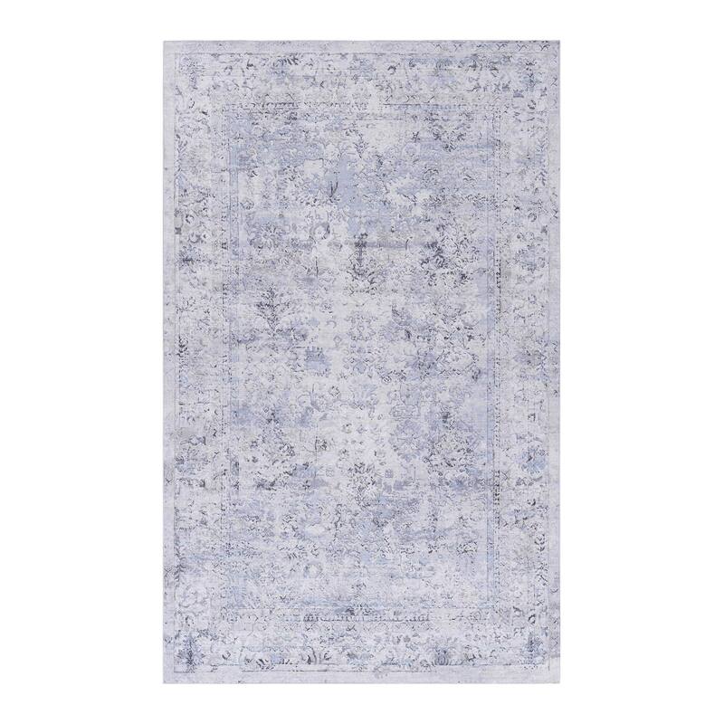 MAVAL Blue Washable Non-Shedding Area Rug - 108" D x 72" W x 0.14" H