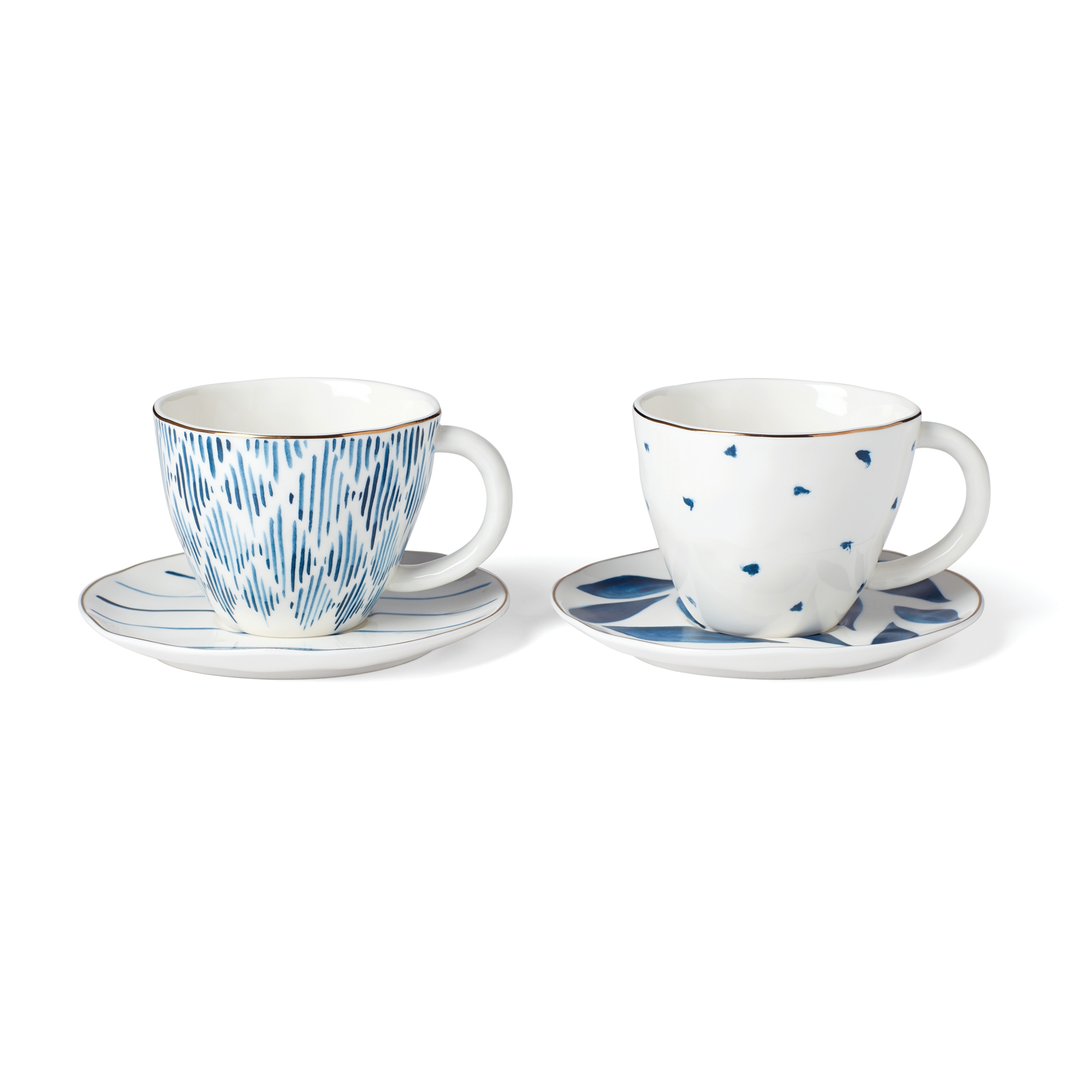 Blue Bay 4-Piece Teacup & Saucer Set White