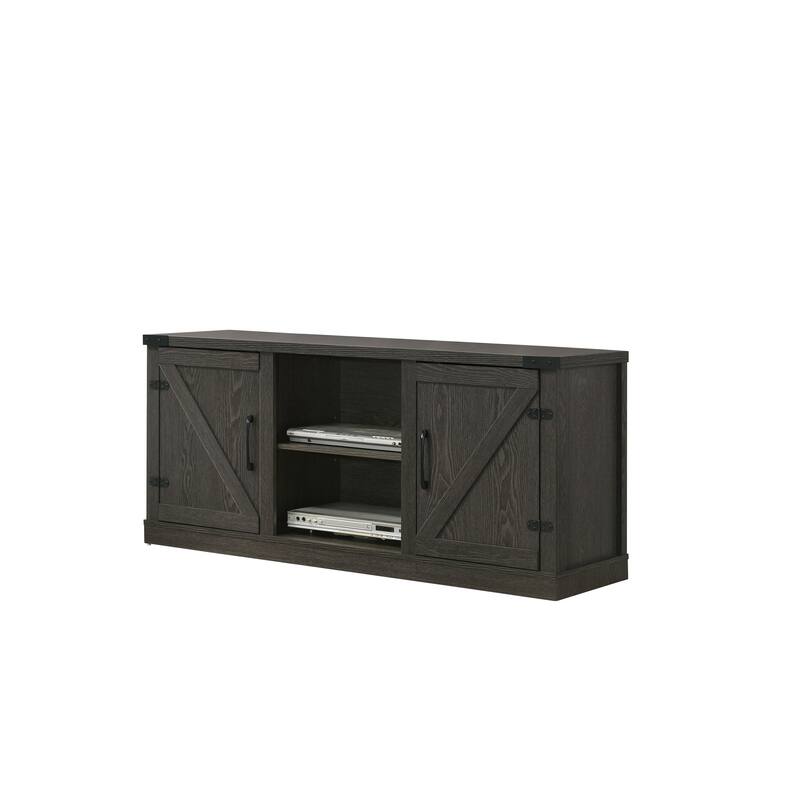 Salma Dark Gray 58" Wide TV Stand with 2 Open Shelves and 2 Cabinets