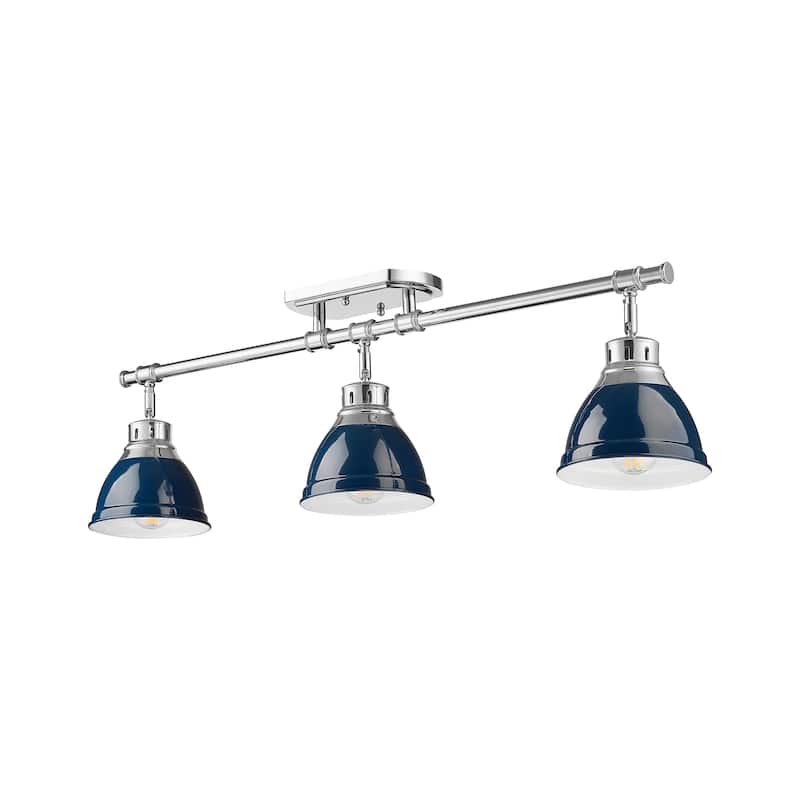 Yep by Golden Lighting Duncan 3-light Semi-Flush Mount in Chrome and Navy Blue shade - 3-Light Semi-flush