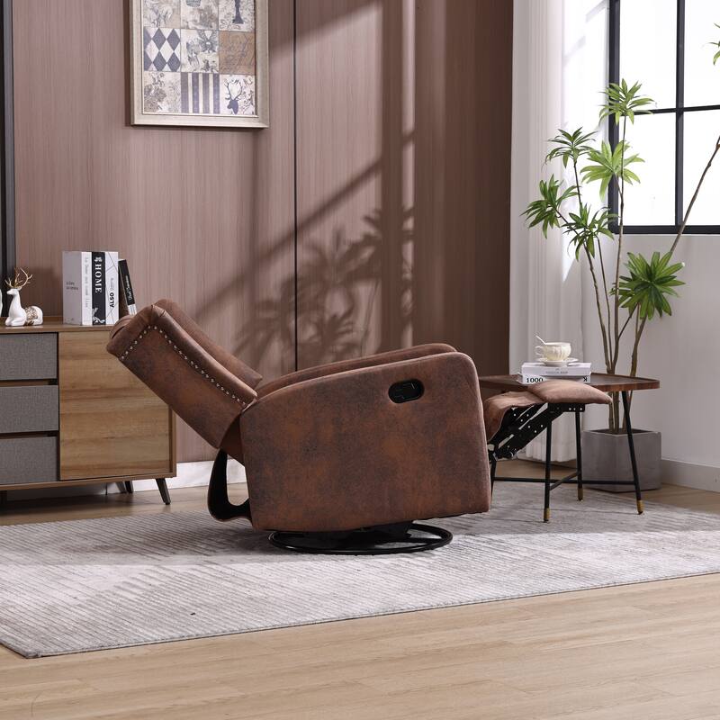 Swivel Glider Rocking Recliner Chair with 360° Rotation & Adjustable Recline