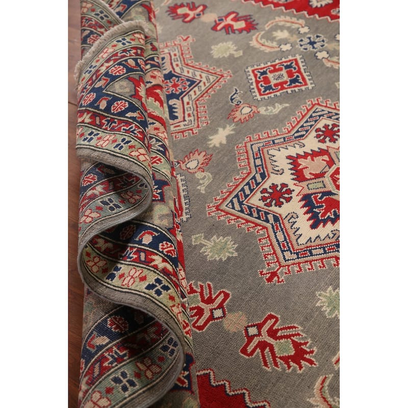 Traditional Grey Kazak Oriental Area Rug Handmade Wool Carpet - 8'7"x 11'5"