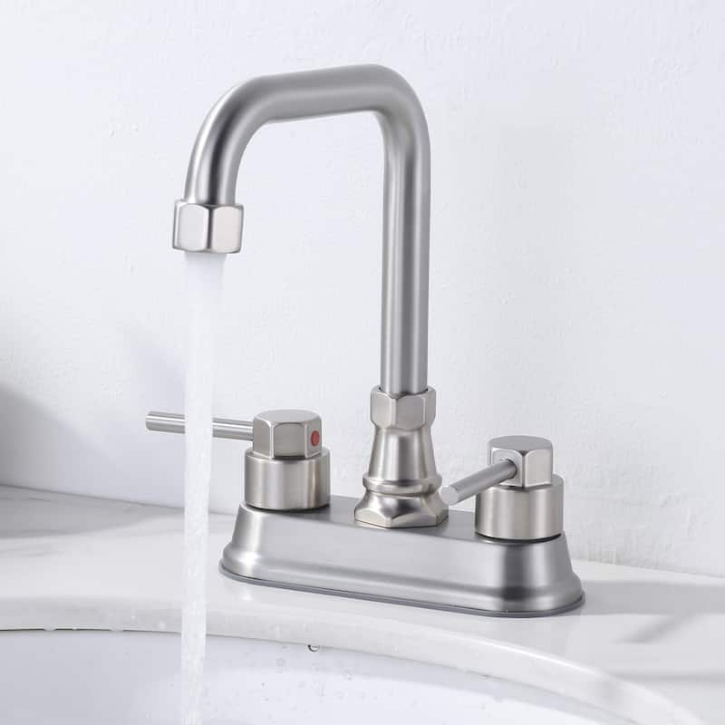 WOWOW 4 in. Centerset Double Handle High Arc Bathroom Faucet