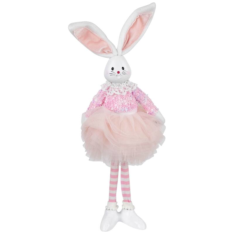 Ballerina Bunny Standing Easter Figure - Pink and White