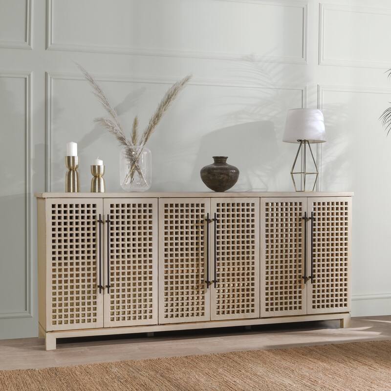 Classic Home Landon 6-Door Sideboard Buffet - 96Wx18Dx43H - Antique White