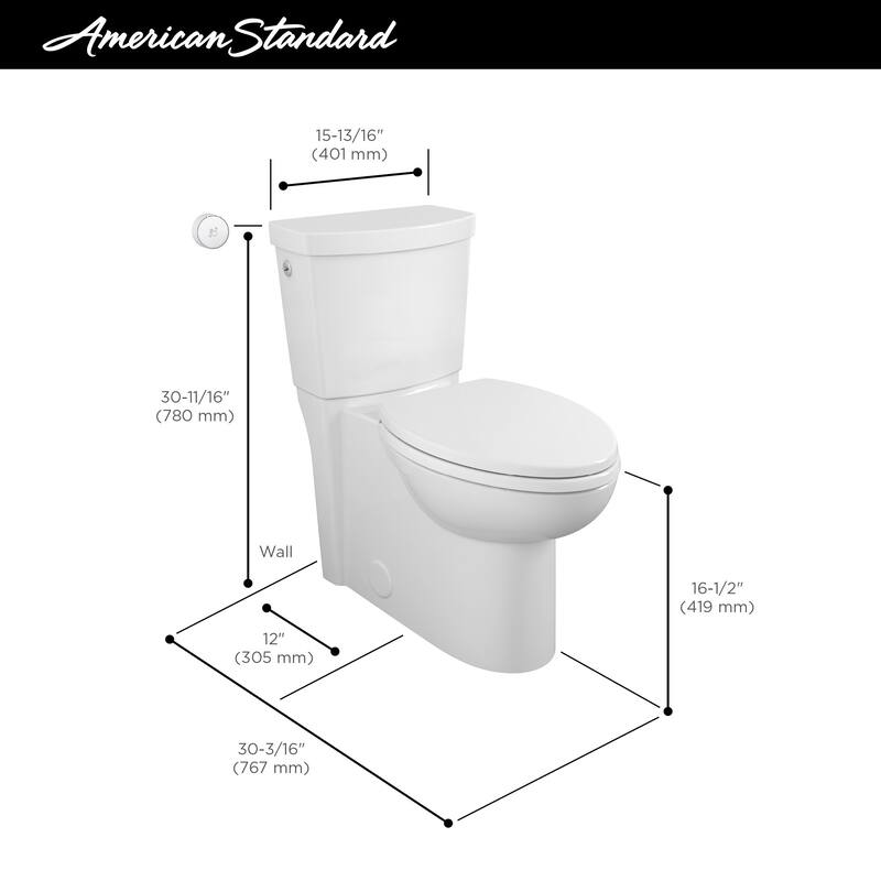 American Standard Cadet 1.28 GPF Toilet Tank Only - Left Hand Lever