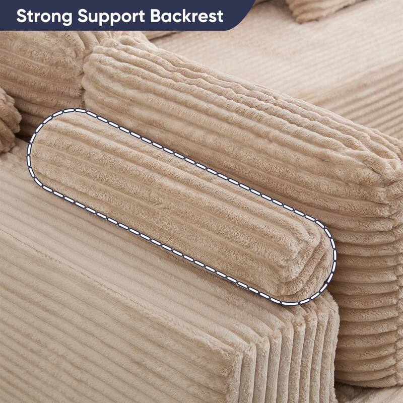 Mixoy 136"U-Shaped Modular Corduroy Sectional Sofa,7-Seater Deep Seats Sofa with Movable Ottoman - U-Shaped