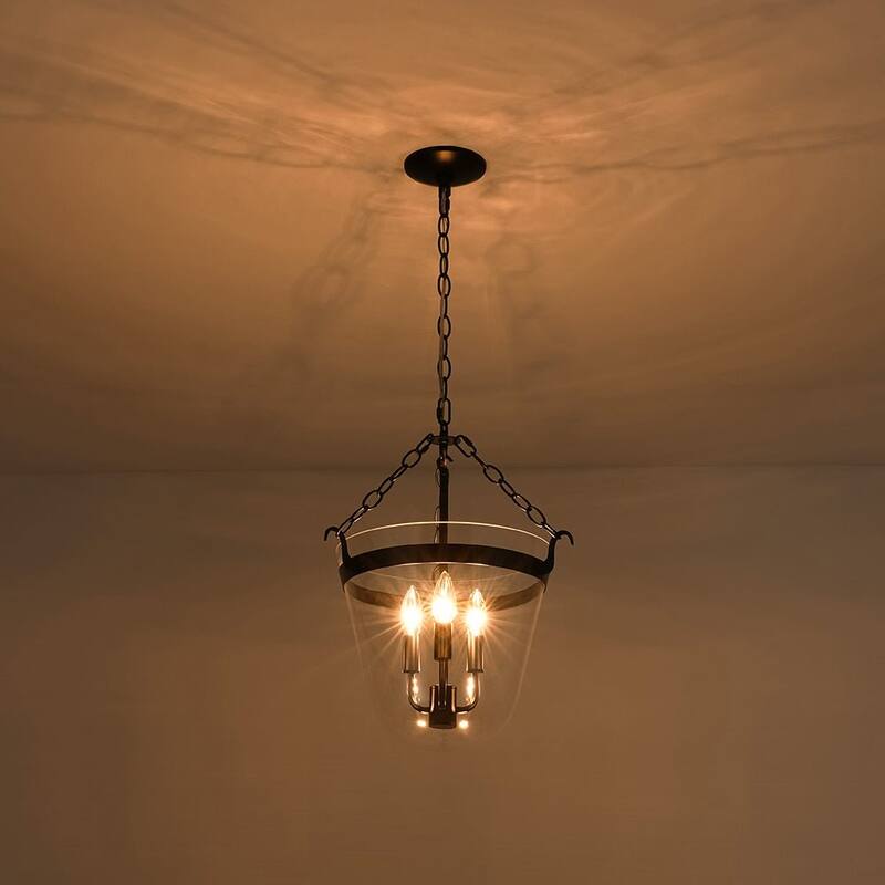 Heritage Glass Bell Jar Cage Pendant Semi Flush Ceiling Light