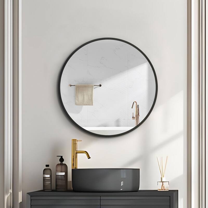 Metal Framed Wall-Mount Bathroom Medicine Cabinet with Mirror, Large Storage Space, Black Iron Powder Material