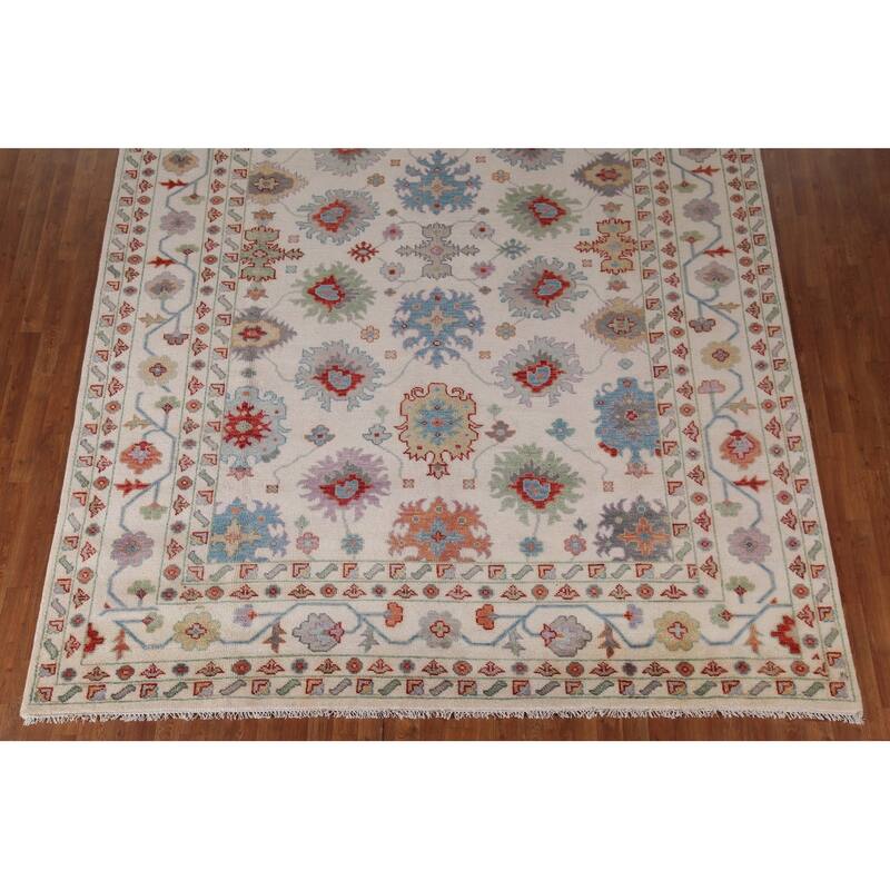 Hand Knotted Oriental 100% Wool Carpet Transitional All-Over Beige & Ivories Oushak Area Rug - 17' 10'' X 9' 1''