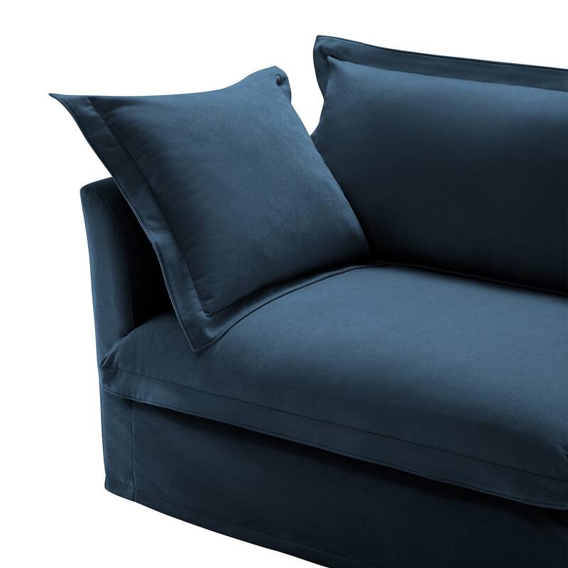 Modern 3 Seater Upholstered Sofa with 2 Ottomans and 2 Pillows