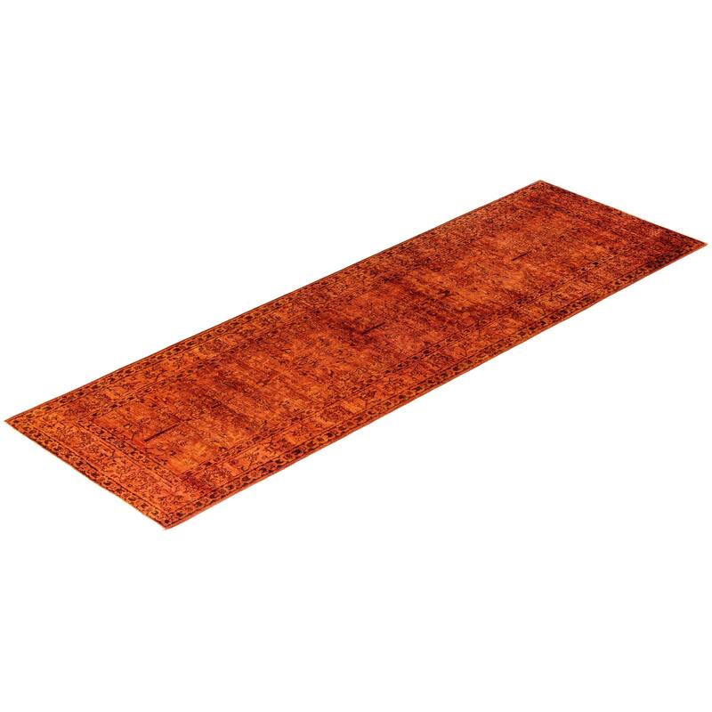 Vibrance One-of-a-Kind Hand-Knotted Runner Rug - Orange, 3' 1" x 9' 10" - 3' 1" x 9' 10"