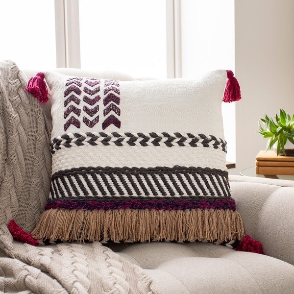 Pink tassel throw pillow sales