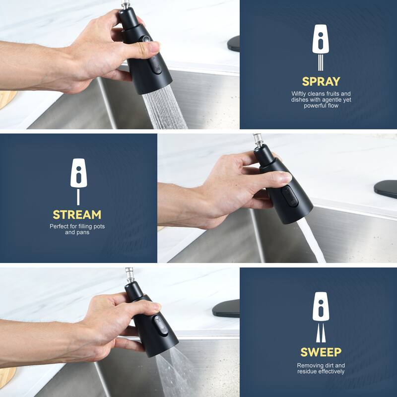 WOWOW Pull Down Sprayer Kitchen Faucet with Dishwasher Air Gap