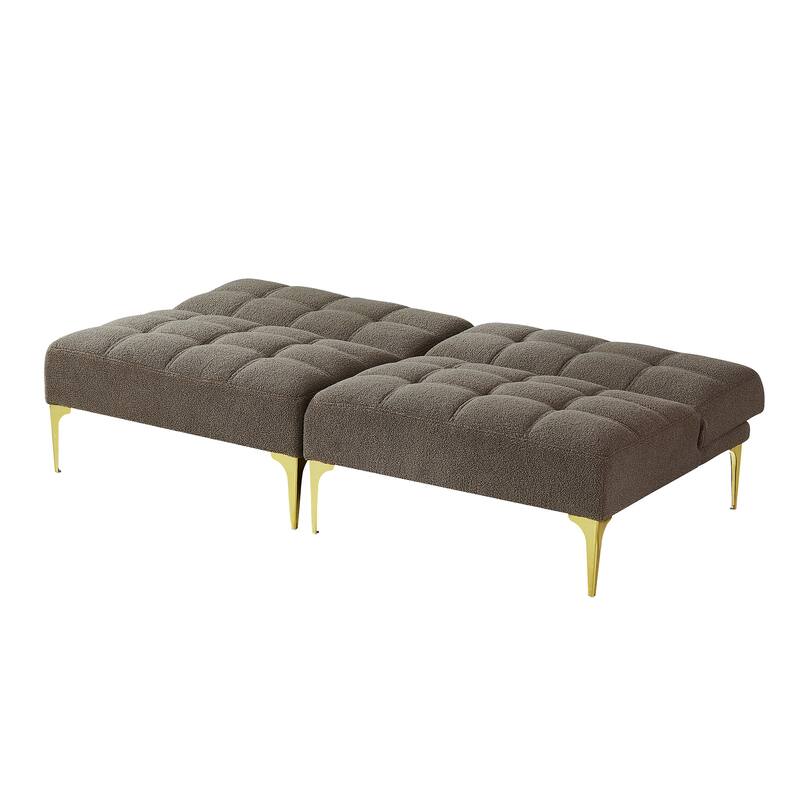 Convertible Sofa Bed with Teddy Fabric, Freely Configurable Sections