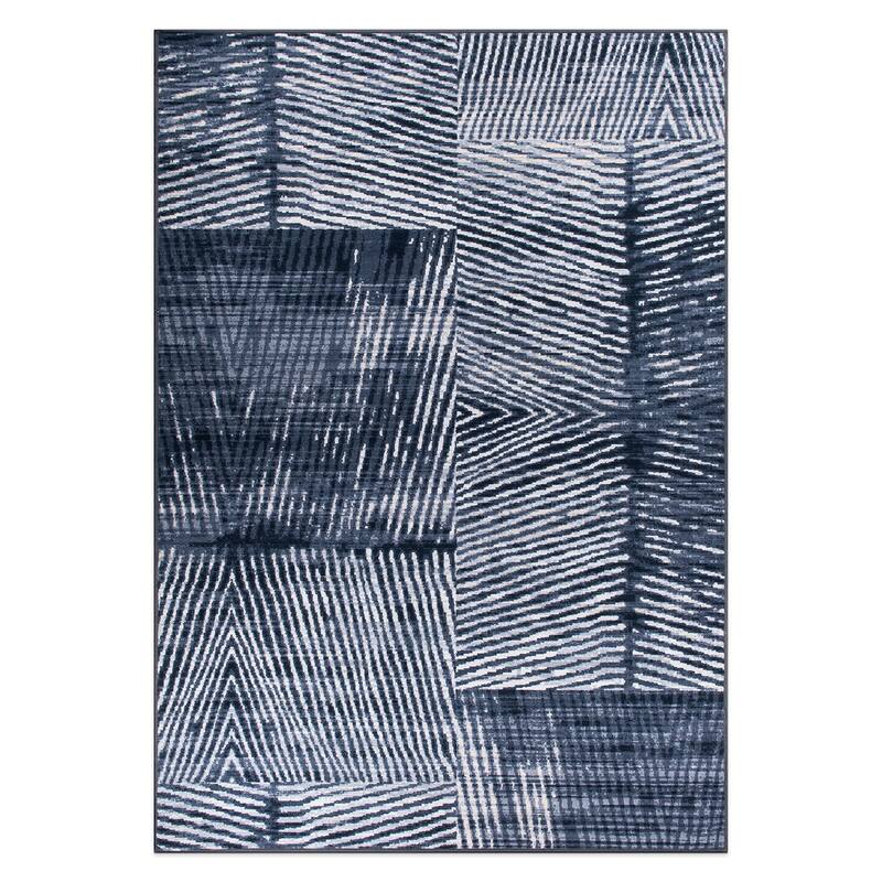 Geometric Stripe Distressed Non Slip Area Rug