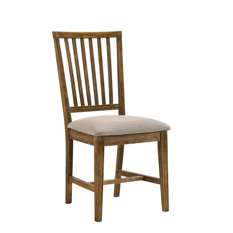 Wallace II Tan Linen & Weathered Oak Finish Side Chair (Set of 2)