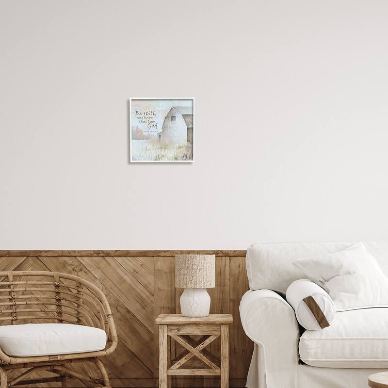 Stupell Religious Psalm Verse Rural Country Barn Farmland Framed Wall Art, Design by White Ladder