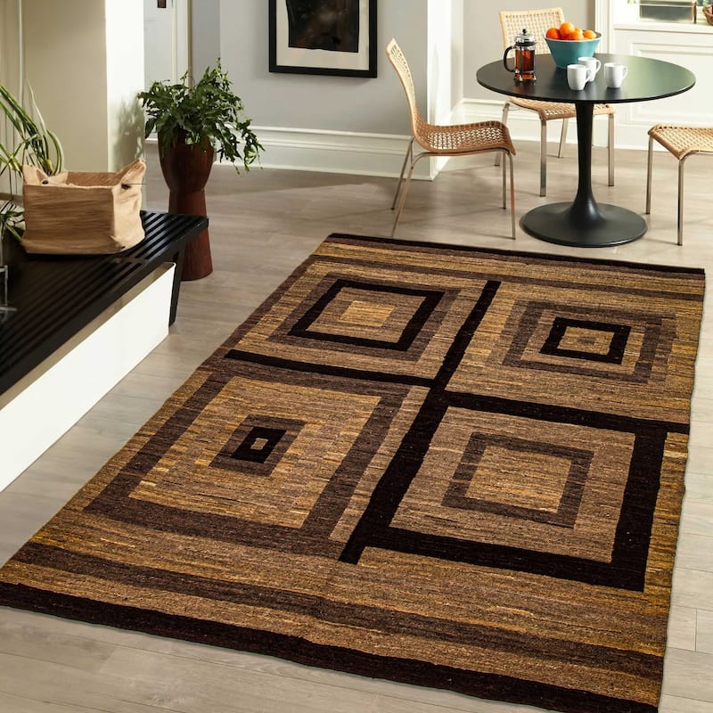 ECARPETGALLERY Flat-Weave Natural Brown Wool Tapestry Kilim - 5'0 x 6'7