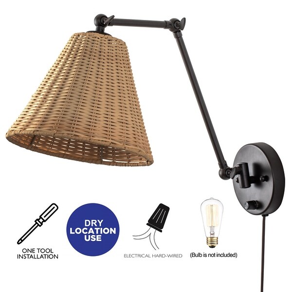 Rattan sconce plug in discount