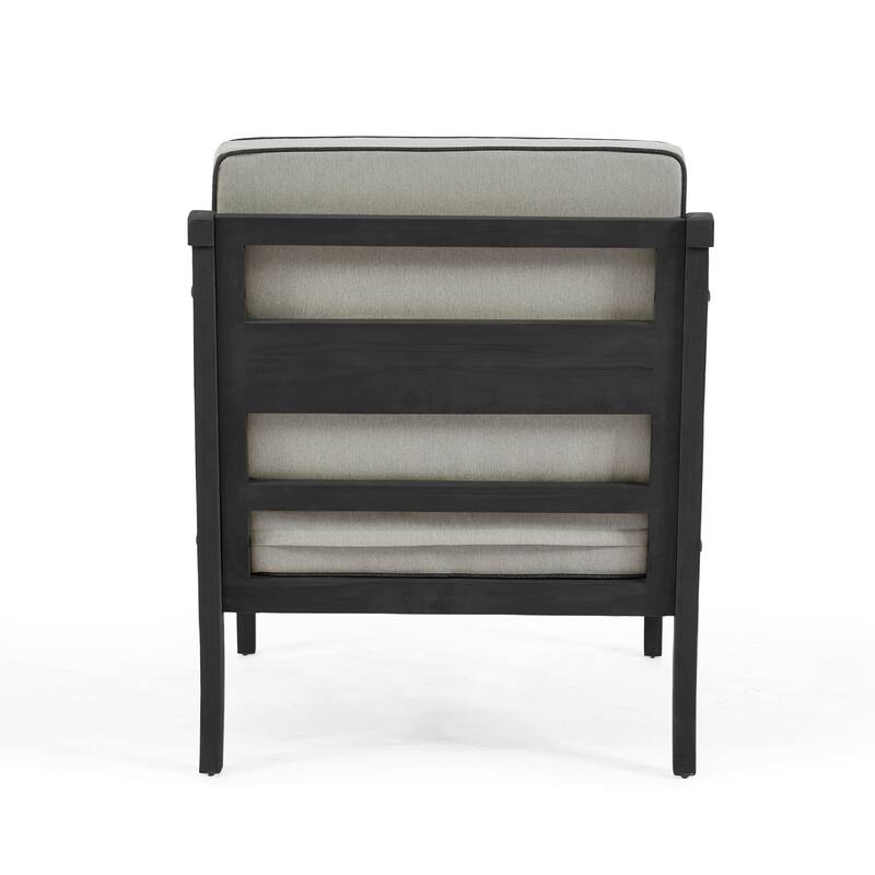 Black Wood Patio Accent Chairs with Water-Resistant Cushions
