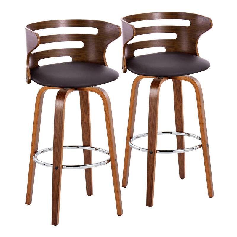 Carson Carrington Cranagh 30" Fixed-Height Bar Stool with Bent Wood Legs & Round Footrest (Set of 2)