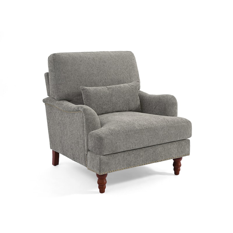 Set of 2 Mid Century Chenille Upholstered Accent Chairs